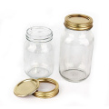 Wholesale custom 150ml to 2000ml clear wide mouth food storage glass mason jar with metal Split Type Lids